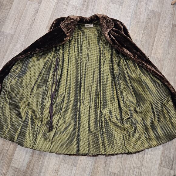Vintage Long Fur Coat Women L Leither Brothers USA Made Brown Old Money Mov Wife - Picture 3 of 11